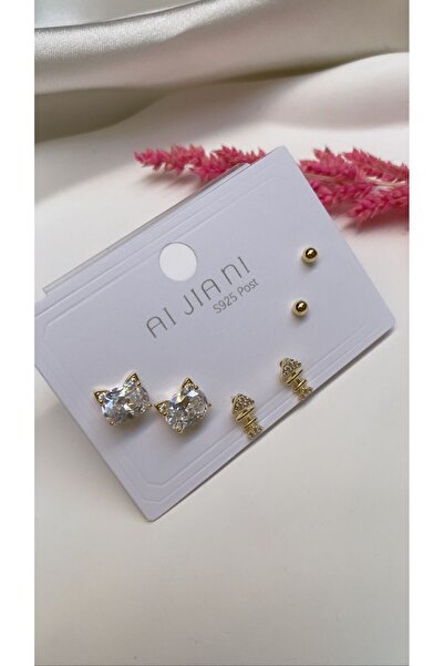 Accessories Kedi Motifli 6’lı Set Küpe