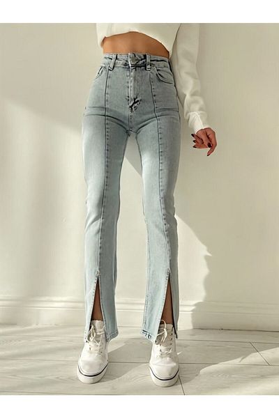 LİMABEL Blugi din denim rupt cu talie înaltă - cu fantă în față