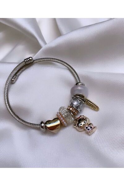 Accessories Hello Kitty Charmlı Beyaz Renk Çelik Bileklik