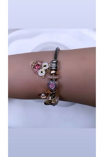 Accessories سوار فضي اللون على شكل بومة من الفولاذ