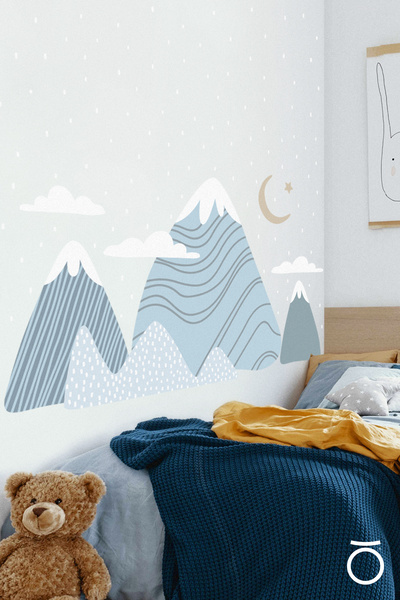 ANGARYA Bohem & Modern Stil, Dekoratif Bebek ve Çocuk Odası Karlı Dağlar Duva...