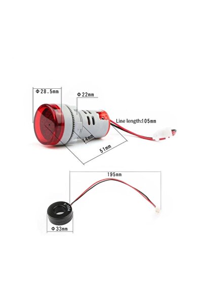 TIANYI 22 Mm Dijital Voltmetre Uyumlu- Ampermetre Ac 50-500v 0-100a (kırmızı)