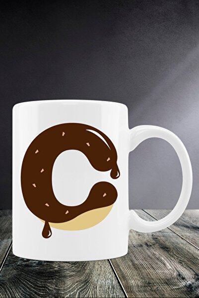 bymat حرف C - كوب بتصميم مخصص - كوب أبيض