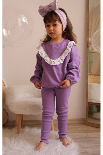 nefa butik Kaşkorse Kumaş Güpürlü Lila Takım