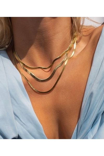 CHARMLUCKY Steel 3-Piece Italian Chain Necklace