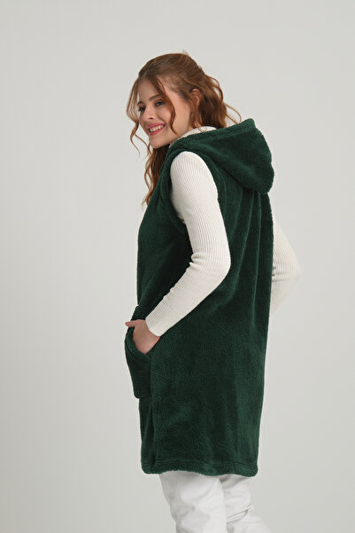 MODA VUSLAT Emerald Green Long Fleece Vest