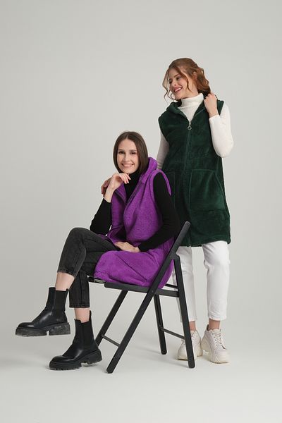 MODA VUSLAT Emerald Green Long Fleece Vest