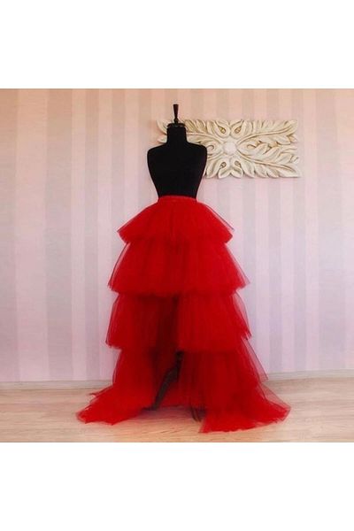 INDRESS Women's Design Red Henna Night Tulle Skirt