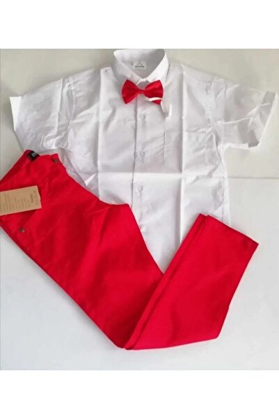 Nacar 23 Nisan Gösteri Kostümü Likralı Pantolon Gömlek Papyon 0-24