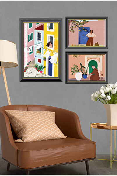 Cadran Parçalı Çerçeve Görünümlü Mdf Tablo Seti DNS