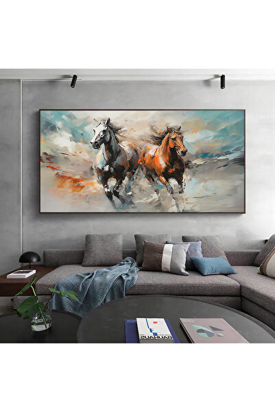 Z Concept Yağlı Boya Dokulu At Tablo