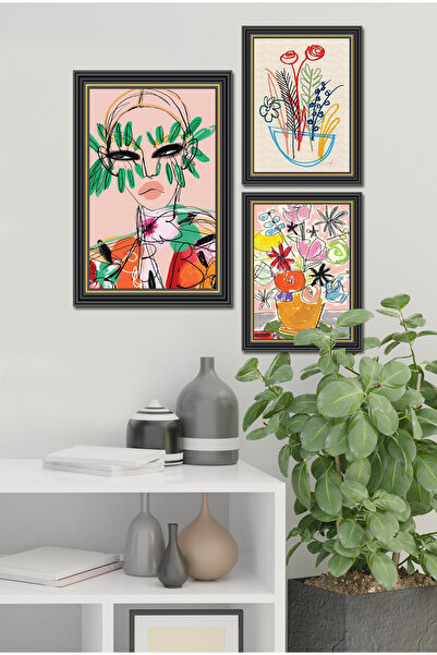 Cadran Parçalı Çerçeve Görünümlü Mdf Tablo Seti DNS