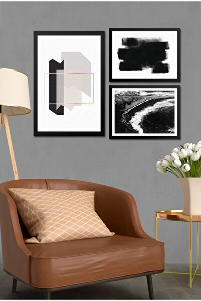 Cadran Parçalı Çerçeve Görünümlü Mdf Tablo Seti DNS