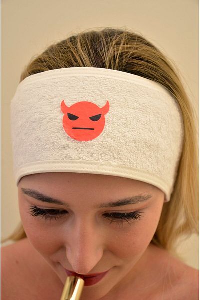 Esdense عصابة رأس من Emoji Towel Hair Band من القطن العادي مع شريط فيلكرو رياضي، عصابة رأس قناع، عصابة رأس للعرق