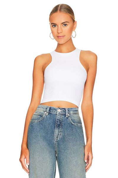 zaccana z Women's Crew Neck Zero Sleeve Crop Top