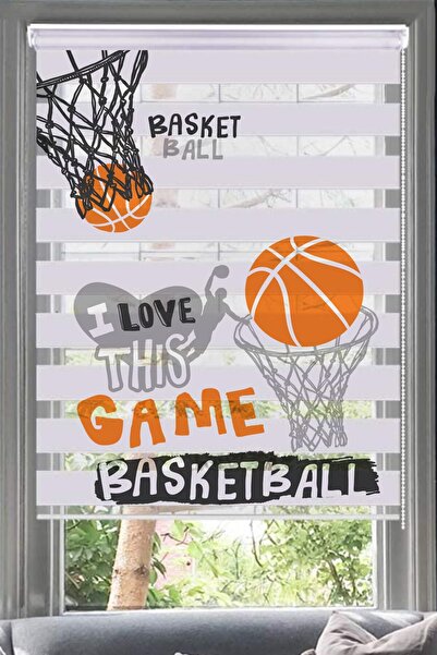 Lotus Basketbol Temalı Zebra Perde - Oturma Odası - Çocuk Odası - Genç Odası - Basket