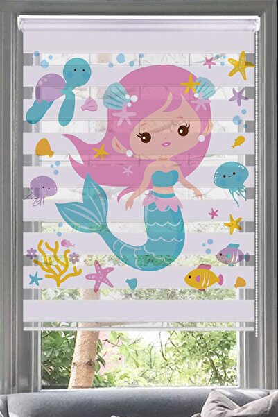 Lotus Deniz Kızı Desenli Zebra Perde-çocuk Odası - Denizkızı2
