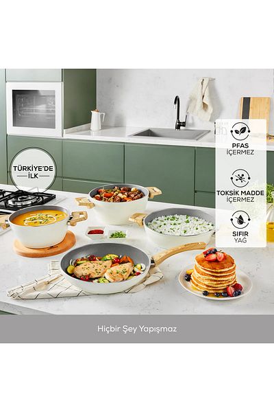 Karaca FIRST in Turkey!Swiss Crystal 7-Piece NON-FIRE NON-STITCH POT Set, EASY CLEAN & ZERO OIL