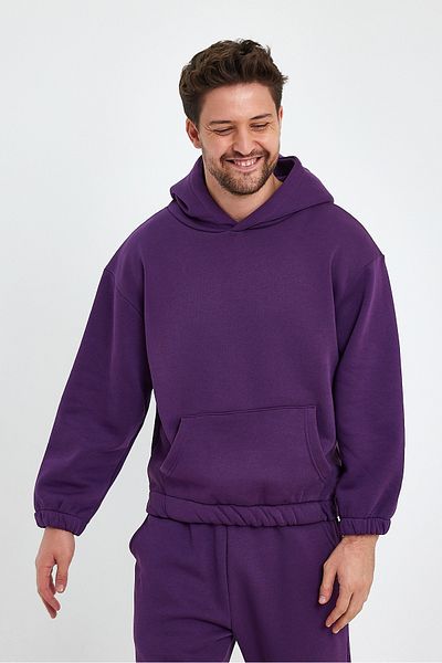 kef clothing Unisex Purple Hooded Elastic Sleeve-Leg Oversize Sweat Top and Bottom Set