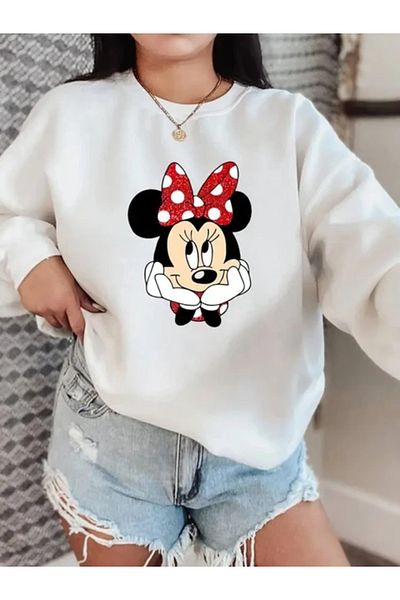 MAGORS STIL-X SPECIAL DE Ziua Îndrăgostiților MICKEY PRINT, BUMBAC CULOARE ALBĂ, SURMĂ DE MĂRIME UNISEX