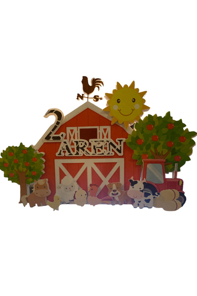 nerisdesign Sevimli Çiftlik Hayvanları Temalı Isimli 3d Cake Topper Doğum Gün...