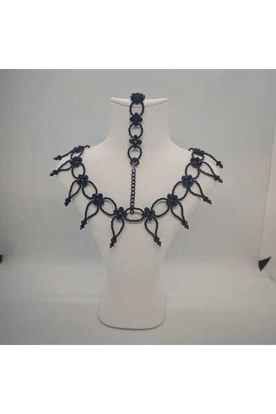 Sam Takım Kristal Kolye-Bileklik / El Yapımı Kristal Boncuk Örme /