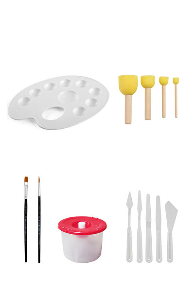 ACUTO Palette Pompom Brush Flat Round Brush Painting Oil Turpentine Water Con...