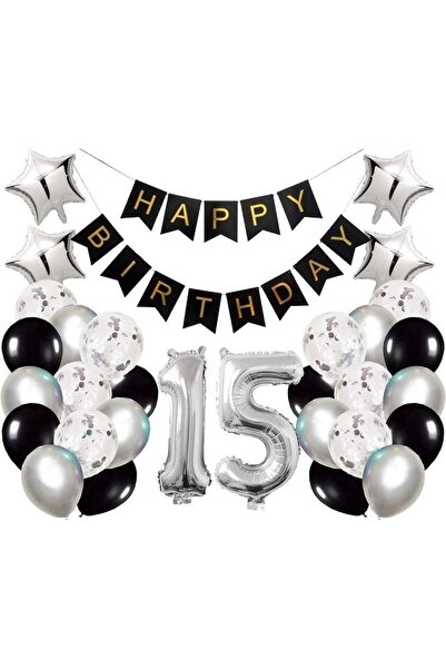 DÜVENCİ TİCARET Gümüş 15 Yaş Doğum Günü Balon Seti