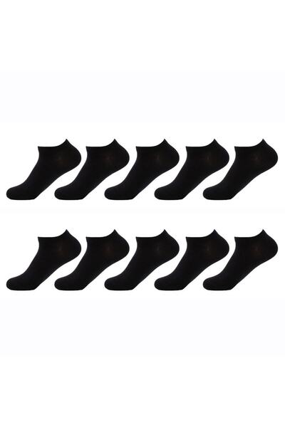 çorapmanya 10 Çift Pamuklu Siyah Erkek Patik Çorap Bilek Boy