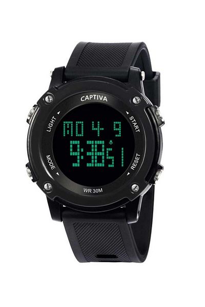 captiva Digital 30 Mt Water Resistant Lighted Alarm Children's Wristwatch with Stopwatch and Calendar with Silicone Cord
