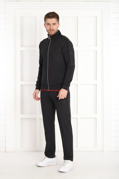 NEED LİFE Men's Black Scuba Fabric Tracksuit Set