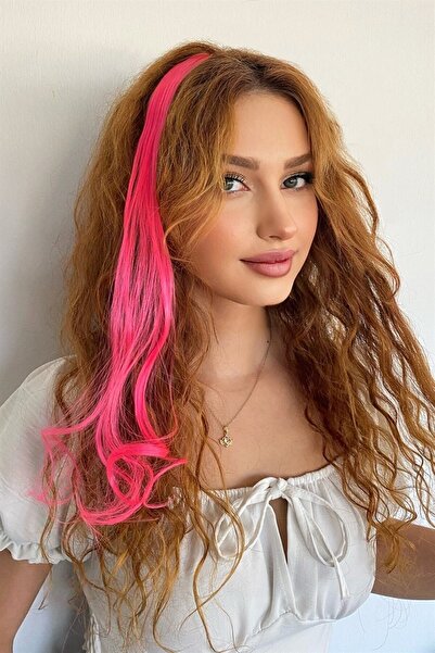 AKOLİFE Bočna kopča za kosu / Neonsko roza talasasta / 45 cm