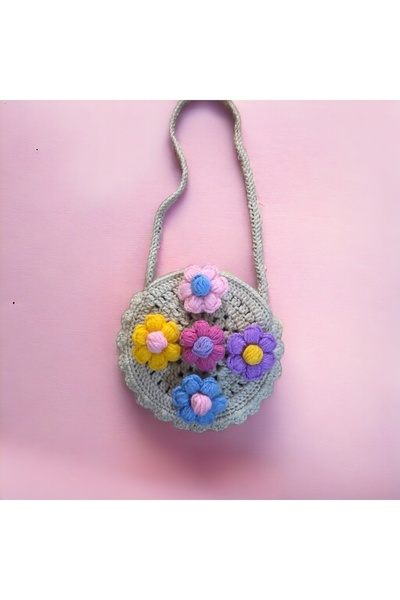elçin desing ÇANTA (KIZ ÇOCUK EL ÖRGÜ ÇİÇEKLİ ÇANTA)