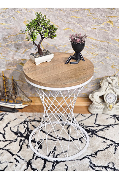 ZAFİR Beyaz Boyalı Pota Sehpa - Sehpa - Ahşap Sehpa - Metal Sehpa - Sunta Seh...