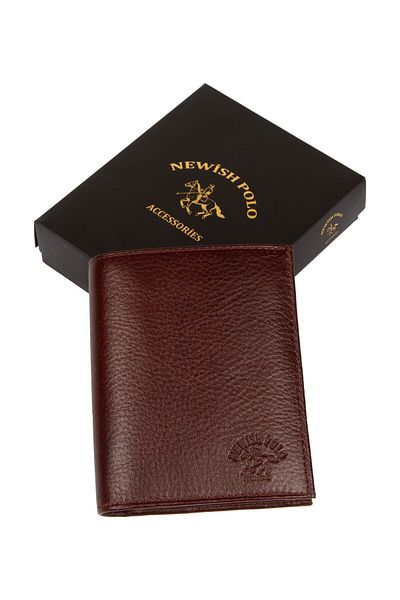 Newish Genuine Leather Brown Men's Wallet with Coin Compartment Polite Men's Wallet