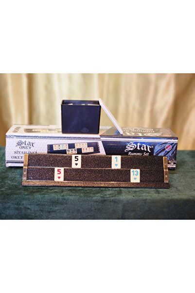 Star Okey Star Rummy Set Siyah Inci Lüx Okey Takımı & Melamin Star Taş