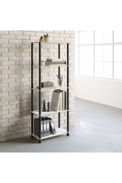 ATA HOME Çok Amaçlı 4 Raflı Ahşap Modern Dekoratif Kitap Dosya Ev Ofis Rafı