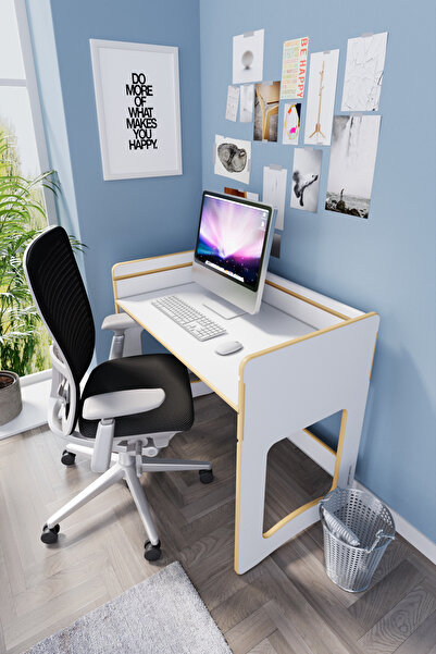 zeo wood design Yükseklik Ayarlı, Mdf Çalışma Masası 90*53 Cm Beyaz