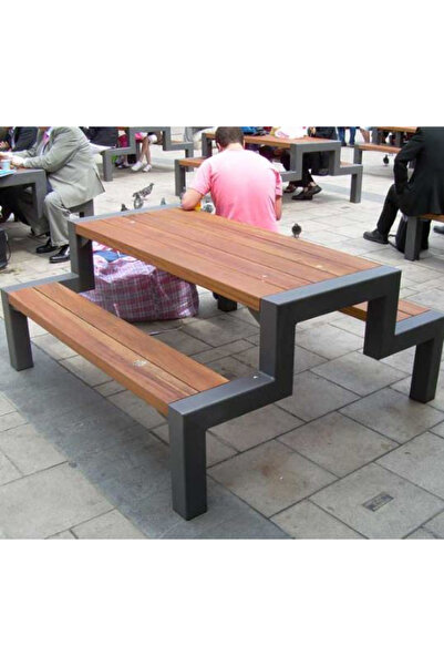 Abronya Bank Demir Ayak Metal Ahşaplı Bahçe Ve Balkon Bankı