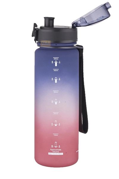 Uzspace 500ml Soft Touch Double Color Motivational Tritan Water Bottle
