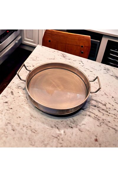 LUCKYHOMES Copper Plated Round Tray 34 Cm