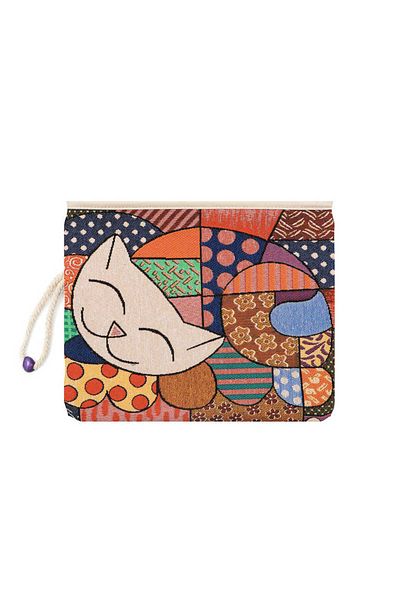 Bursa İpek Cat Patterned Tapestry Handbag