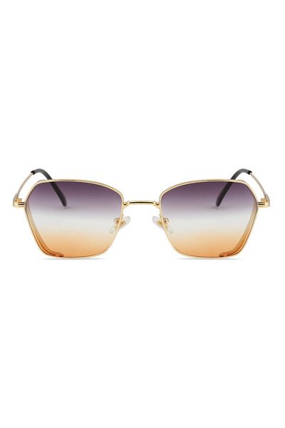 Angel Eyes Rectangle Design Metal Gold Frame Gradient Glass Women's Sunglasses