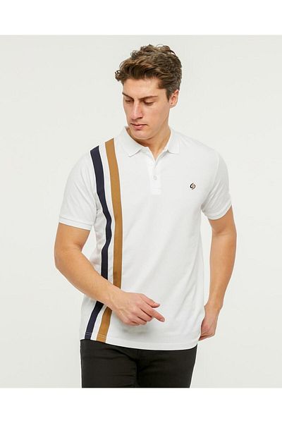 Rey Polo 70 PAIRS OF STRIPES DETAIL POLO NECK T-SHIRT