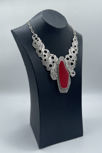 Vesaire Accessories Gümüş Kaplama Asimetrik Parçalı Mineli Kolye