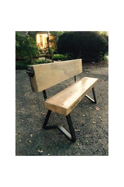 Abronya Park Bahçe Oturma Bankı Ahşap Metal Bank Ayağı