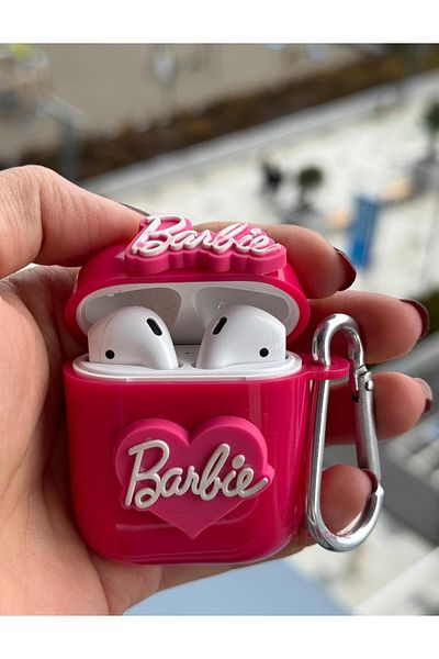 Sphone Airpods 1stAnd 2Generation Compatible Case 3D Emoji Letter Emboss Colorful Barbi Sticker Clasp Keychain