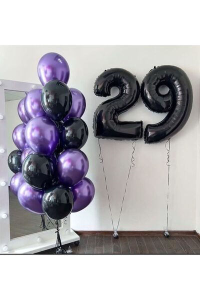 MERİ PARTİ 29 years old adult birthday figure balloon black color figure ball...