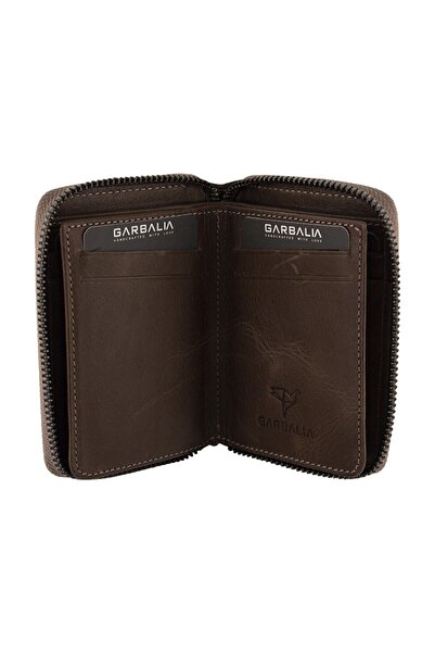 Garbalia Unisex Green Fargo Vintage δερμάτινο χαρτοφυλάκιο χρημάτων με φερμουάρ