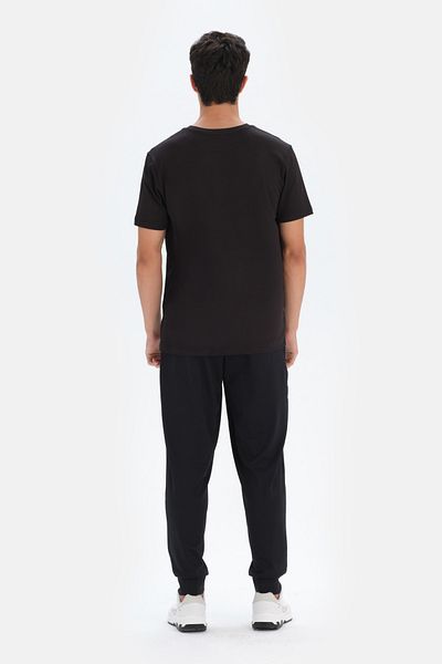 Dagi Schwarzes bedrucktes Sport-T-Shirt für Herren